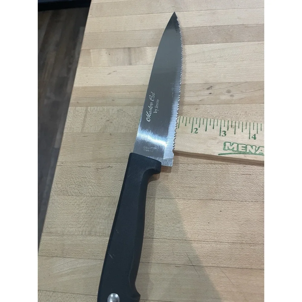 Master Cut by Jessco Chef Knife Stainless Steal w/Sleeve Serrated Cutlery 13